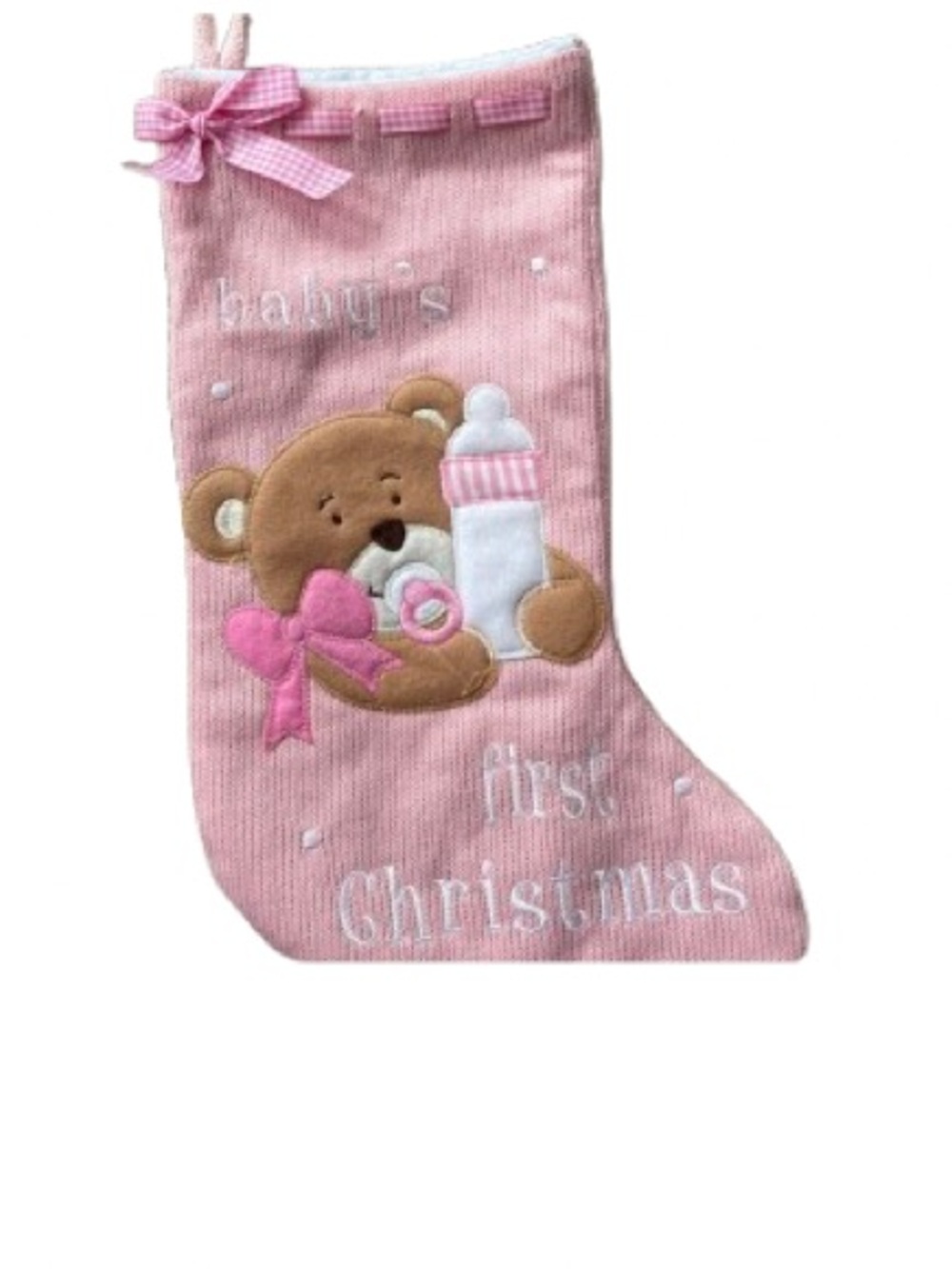 Pink Baby's First Christmas Stocking